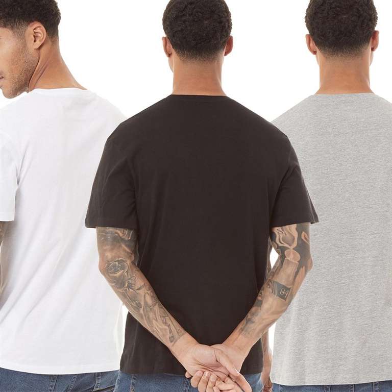 JACK AND JONES Mens Pure Cotton Alfie Relaxed Fit 3 Pack T-Shirts (Black / White / Grey) £11.99 + £4.99 Delivery @ MandM Direct