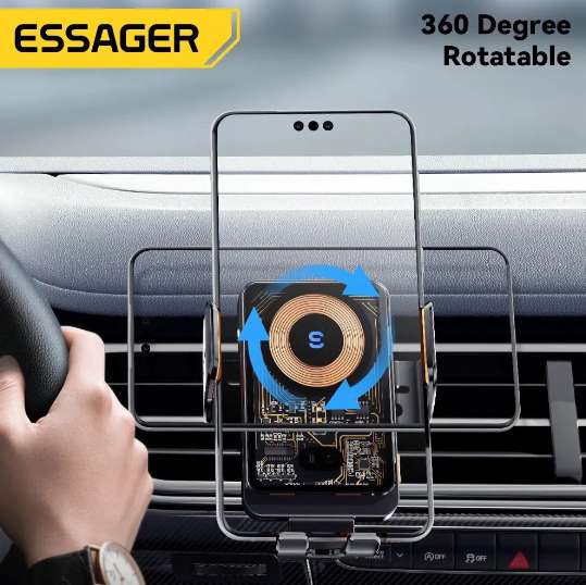 Essager 15W Qi Wireless Charger Car Phone Holder Air Vent Mount Stand For New Users (£10.47 For Existing) Sold By Cutesliving Store