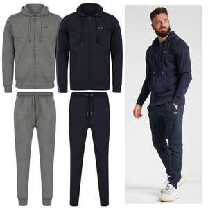 Matching 2 Pack Zip Through Hoody & Jogger Brushback Fleece Tracksuit Set with code
