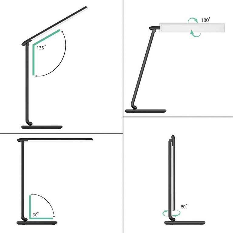 Aukey LED Desk Lamp 5 Colour Temperatures Black or White Available sold by fone-central