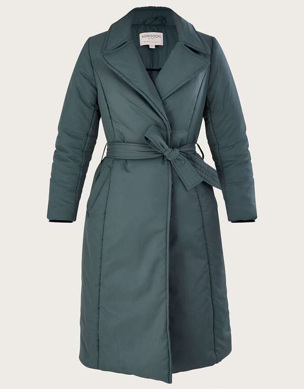 Nina padded trench coat green Now £43.20 with Free Click and Collect From Parcel Shop @ Monsoon