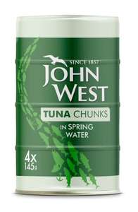 John West Tuna Chunks in spring water 4 X 145 g £3 or £2.70 Subscribe and save - Minimum 4 = £10.80 or cheaper @Amazon