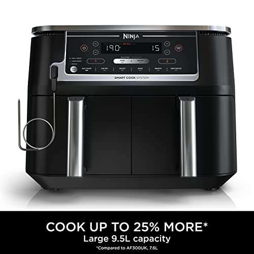 Ninja Foodi MAX Dual Zone Air Fryer [AF451UK] Smart Cook System, 9.5L, 2 Drawers, 6 Functions, Black - With Applied Discount
