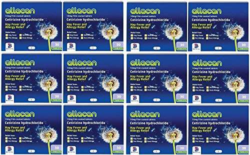 Allacan Cetirizine Hydrochloride Hayfever Allergy Tablets (30 Tablets x 12 Packs) £6.78 Dispatches and Sold by Your247Chemist