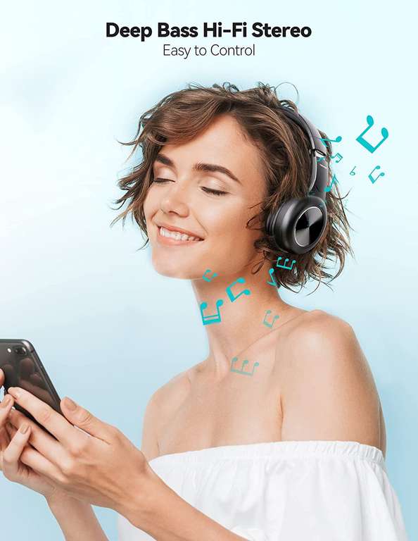 TECKNET Bluetooth Headphones Over Ear, 65H Playtime Wireless Headphone, Bluetooth Headphone with Mic w/ voucher By Upoint FBA