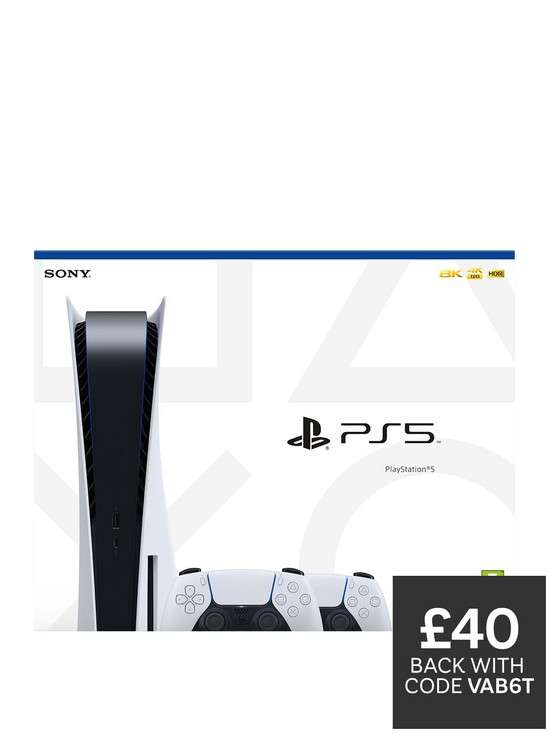 PlayStation 5 Disc Console And Two DualSense Wireless Controllers - £529.99 with click & collect @ Very (+ Claim £40 Cashback With Code)