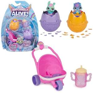 HATCHIMALS Alive, Hatch N’ Stroll Playset with Pushchair Toy and 2 Mini Figures in Self-Hatching Eggs