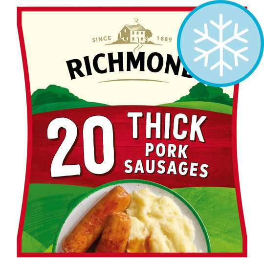 Richmond 20 Frozen Thick Pork Sausages 860G - £2.65 Clubcard Price @ Tesco