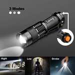 Pack of 2 Small LED Torches, 300 Lumens Super Bright Mini Torch Battery Powered with 3 Modes - with voucher @ BATOO / FBA