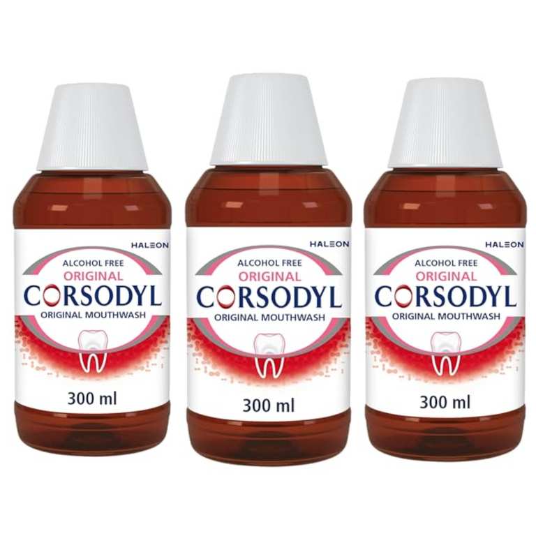 3 x Corsodyl Intenstive Treatment For Gingivitis, Alcohol Free, Original Mouthwash 300ml (£9.25 / £7.75 with S&S)
