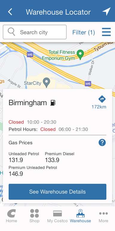 Costco Birmingham Diesel £1.339p / Unleaded £1.319p