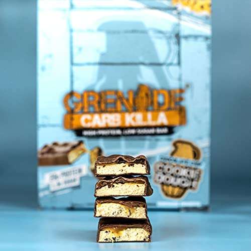 Grenade Carb Killa High Protein and Low Carb Bar, 12 x 60 g - Chocolate Chip Cookie Dough £16.06 @ Amazon