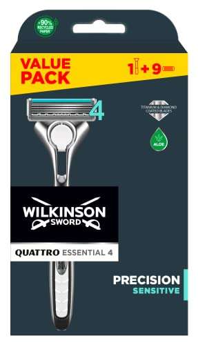 WILKINSON SWORD Quattro Titanium For Men 1 Razor Handle + 9 Blade Refills: £12 (£11.40/£10.20 Sub & Save) + 10% Voucher On 1st S&S @ Amazon