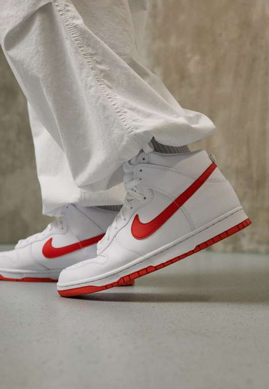 Mens Nike Dunk High Retro Trainers - White/Picante Red