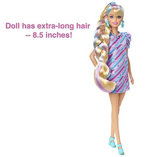 Barbie Totally Hair Star-Themed Doll, 8.5 inch Fantasy Hair, Dress, 15 Hair & Fashion Play Accessories - £8.85 @ Amazon