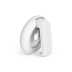 Belkin AirTag Case with Clip, Secure Holder Protective Cover Key Chain - White