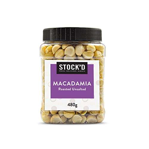 STOCK'D Roasted & Unsalted Macadamia Nuts, 480g £9.19 at Amazon Warehouse