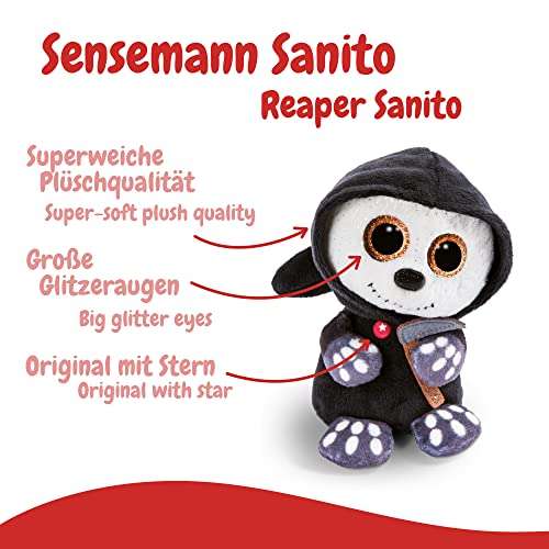 NICI 47549 Original – Glubschis Halloween Grim Reaper Sanito 25 cm-Cuddly Toy with Big, Glittery Eyes