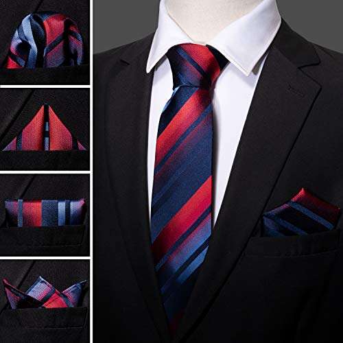 Barry Wang Men's Tie, Silk Pocket Square, Cufflinks & Lapel Pin By Lang Zi Flagship Store FBA