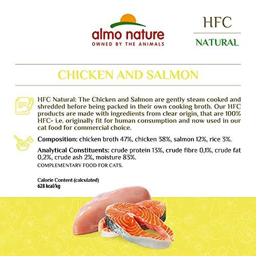 almo nature HFC Natural Wet Cat Food Pouch - Chicken & Salmon (Pack of 24 x55g)