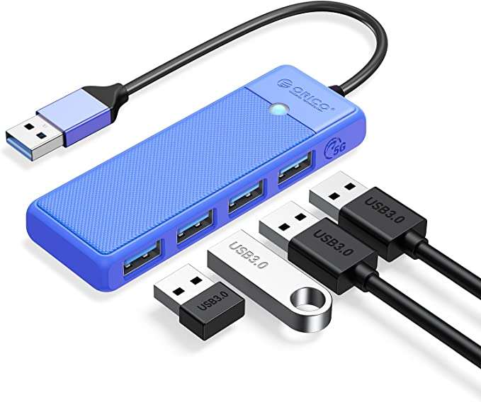 ORICO 4-Port USB 3.0 Hub, Ultra Slim 5Gbps - £3.99 Blue Or White, £4.07 Black With Voucher And Code @ ORICO Official Store / Amazon