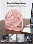 TOPK Small Desk Fan, USB Table Fan with LED, 5 Speeds Strong Airflow, Ultra-Quiet, 360°Rotatable Head (TOPKDirect FBA)