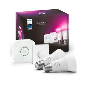 Philips Hue NEW 1100 lumin White and Colour Ambiance Smart Light Bulb Starter Kit £75.70 at Amazon