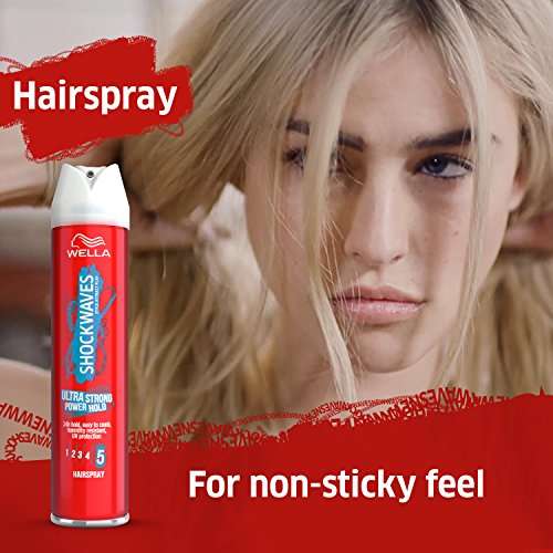 Wella Shockwaves Ultra Strong Power Hold Hairspray, 250ml £2.30 on Prime, £2.19 on S&S or £1.60 with voucher @ Amazon