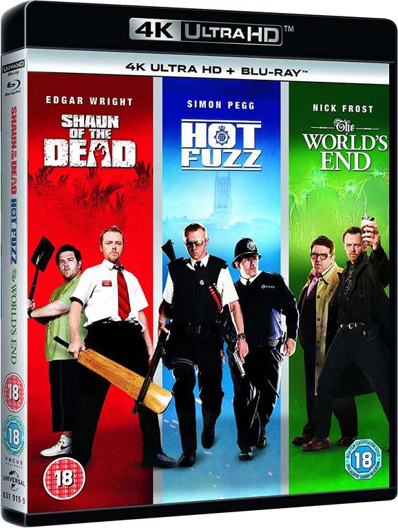 Cornetto Trilogy Shaun of the Dead/Hot Fuzz/The World's End: The 4k Ultra-HD Collection [Blu-ray] [2019] [Region Free] £22.99 @ Amazon