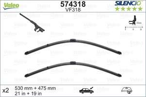 Valeo Wiper Blade Set - Silenco Flat Blade Set With Spoiler 530MM/21IN & 475MM/19IN - £4.38 w/ code + free click & collect @ GSF Car Parts