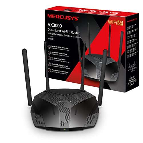 MERCUSYS AX3000 Dual-Band Wi-Fi 6 Router - £44.99 @ Amazon