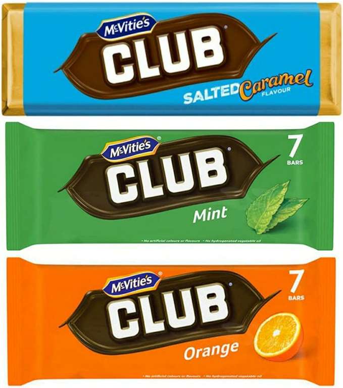 McVitie's Club (Mint / Orange / Salted Caramel) Chocolate Biscuit Bars 7 Pack - £1 (With More Card) @ Morrisons
