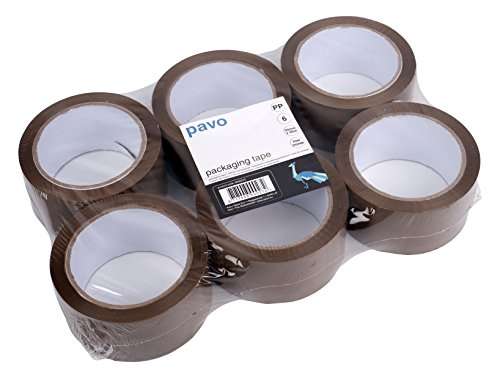 PAVO Premium 50 mm x 66 m Polypropylene Packing Tape - Brown (Pack of 6)