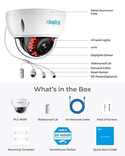 Reolink 4K PoE CCTV Outdoor Security Camera - Person/Vehicle Detection/IK10 Vandal Proof/5X Optical Zoom - £76.99 Sold by ReolinkEU / Amazon