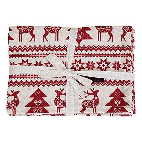 Ragged Rose Christmas Tea Towels, Cotton, Red, 50 x 70 cms - Pack of 2