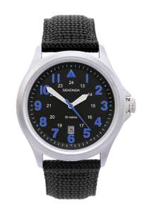 Sekonda Mens 43mm Wingman Pilot Style Watch with Date Window and Nylon Strap 50m Water Resistant - Sold By Sekonda Watches FBA