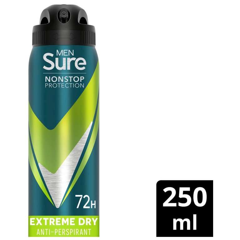 Sure For Men Extreme Dry Non-Stop Advanced Anti- Perspirant Deodorant 250ml @ Wilko free click and collect