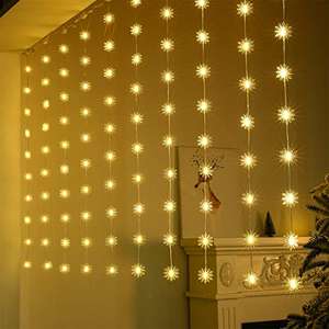 BLOOMWIN 2-in-1 Christmas Fairy Curtain Lights with Snowflake Pendants 100LEDs 3x1M - Sold by SALOVES