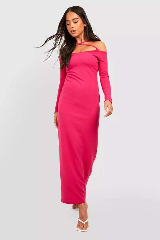Petite Cold Shoulder Long Sleeve Maxi Dress - £6 + Free Delivery With Code - @ Debenhams sold by Boohoo