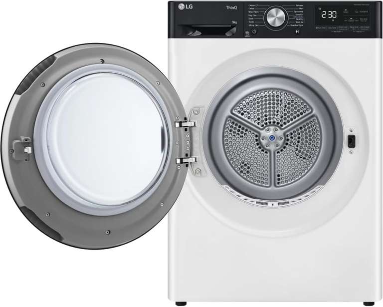 LG Electronics FDV909WN 9kg Heat Pump Tumble Dryer - DUAL Inverter, DUAL Dry, Auto Cleaning Condenser, WiFi connected, Smart Pairing