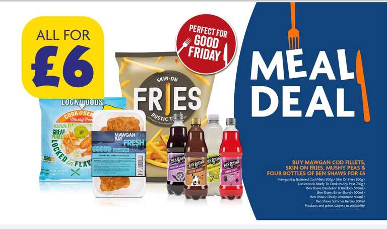 Meal Deal - Fish, Chips, Peas and 4 x Drinks