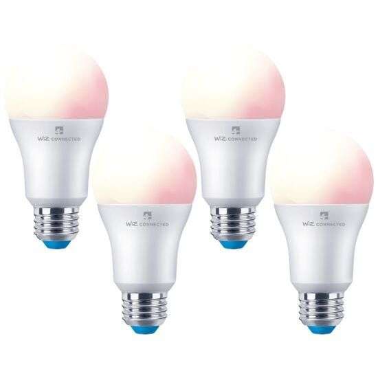 4lite WiZ Connected E27 Colour WiFi Smart Bulbs, 4 Pack - £11.59 (membership required) delivered @ Costco