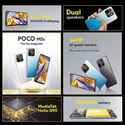 Xiaomi POCO M5s Smartphone 4GB 64GB, AMOLED, MediaTek Helio G95 - £131.50 @ Amazon