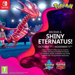Free Code for Shiny Eternatus on Pokémon Sword/Shield @ Game