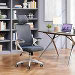Yaheetech Computer Ergonomic Swivel Office Chair with Arms and Height Adjustable Back Support in White/gray or White/Black