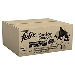 Felix Doubly Delicious Adult Wet Cat Food 120 x 100g Pouches - £39.99 / £37.99 Subscribe & Save + 20% Voucher on 1st S&S @ Amazon