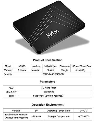 240GB - Netac 2.5" Internal Solid State Drive SATA III 6Gb/s (530/500MB/s) £13.98 With Code sold by Netac Official Store @ Amazon