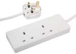 Pro Elec 2 Gang 3m Extension Lead in White