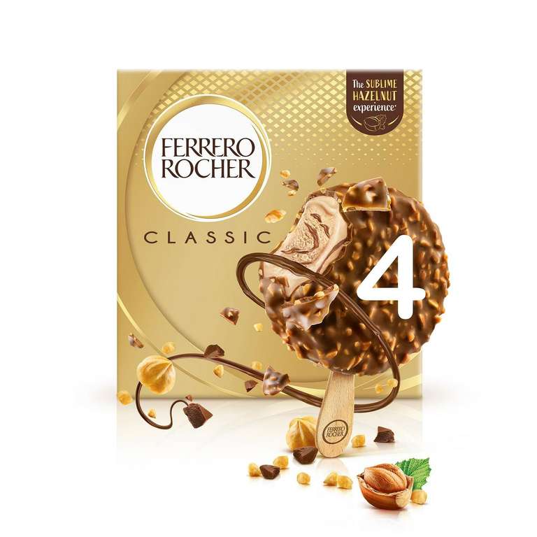 Ferrero Rocher Classic Milk Chocolate & Hazelnut Ice Cream Sticks Multipack 4x50g £3.75 @ Sainsbury's