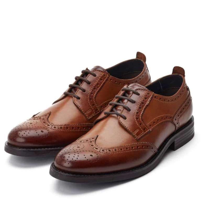 Base Men’s Cooper Brogue Leather Shoes (2 Colours / Sizes 5 - 12) - W/Code